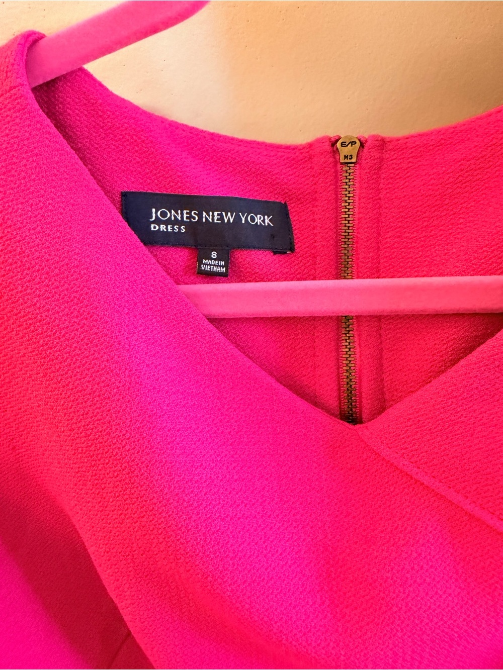Jones New York Bright Pink V-Neck Shift Dress